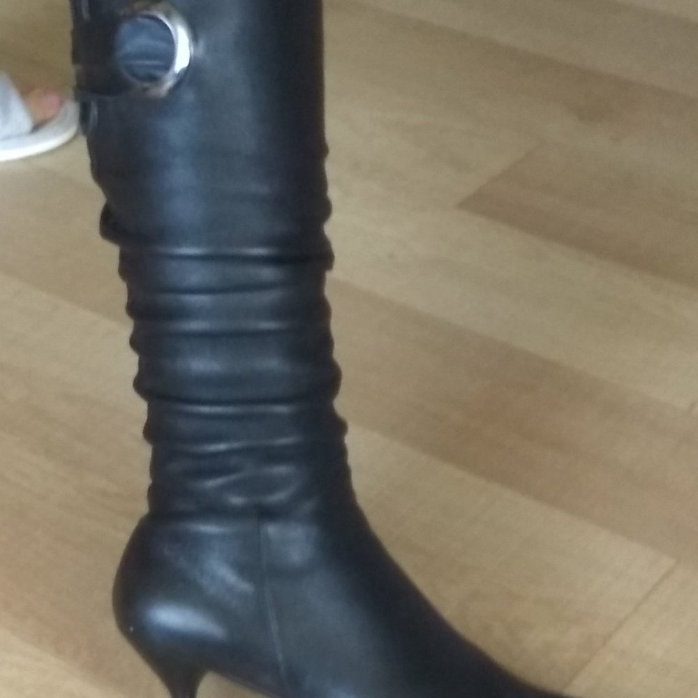 Black leather elegant boots